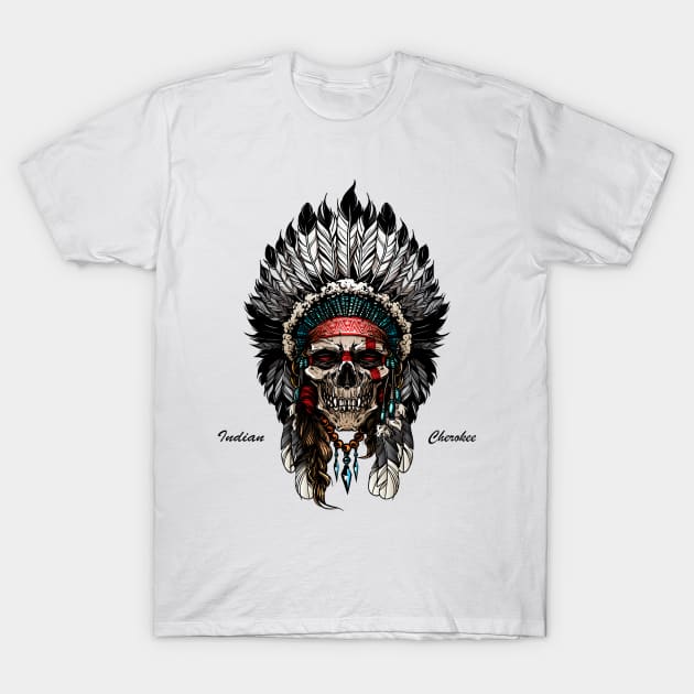 Indian Skull Warrior T-shirt T-Shirt by Bitom